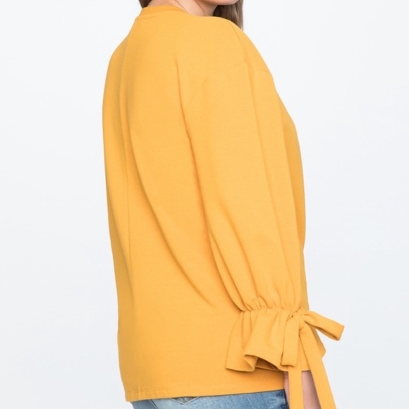 Eloquii Bow Sleeve Tie Sweatshirt Yellow NWT - Picture 4 of 9